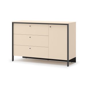 Komoda jednodrzwiowa z szufladami ENNA z oświetleniem LED beżowy + czarny 683950 Komoda jednodrzwiowa z szufladami ENNA z oświetleniem LED beżowy + czarny 683950