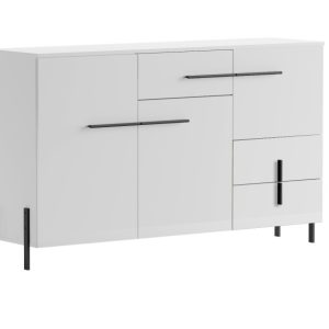 Komoda JUSTINE 150 3D3S biała/biały połysk 177225 Komoda JUSTINE 150 3D3S biała/biały połysk 177225