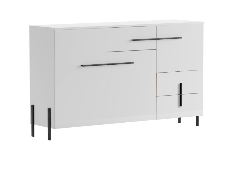 Komoda JUSTINE 150 3D3S biała/biały połysk 177225