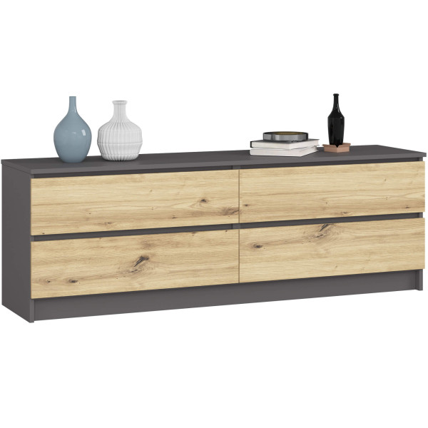 Komoda k160 4sz clp pk grafit szary / dąb artisan 709739