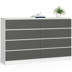 Komoda k160 8sz clp pk biała / szary 716504 Komoda k160 8sz clp pk biała / szary 716504
