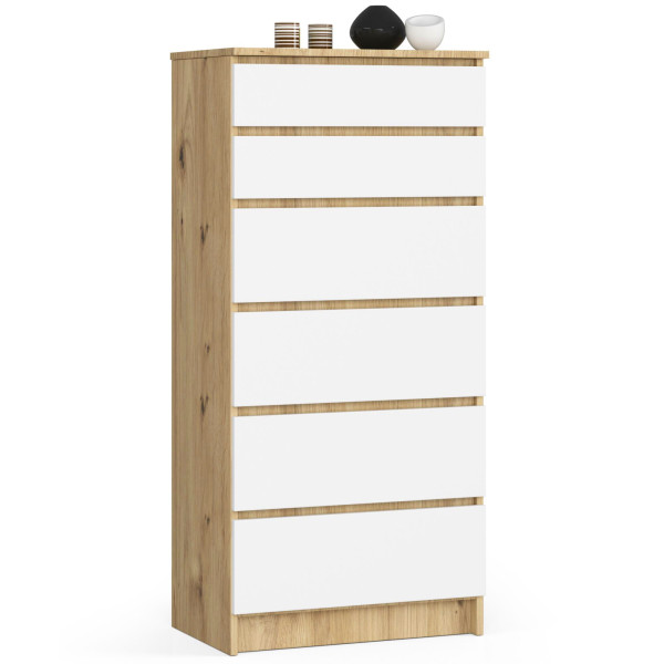 Komoda K60 6Sz Clp Pk Dąb Artisan / Biały 710324
