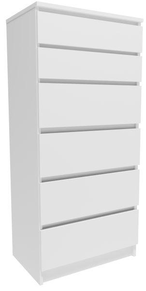 Komoda K606BIA biała 60cm wysoka szafka na ubrania zabawki regał 6 szuflad 718713