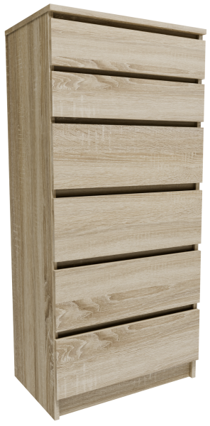 Komoda K606SON sonoma 60cm wysoka szafka na ubrania zabawki regał 6 szuflad 718704