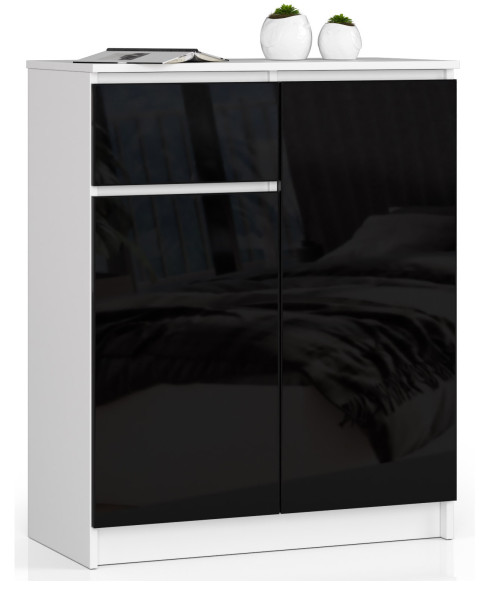 Komoda K80 2D 1Sz Clp Pk Czarny Połysk 710452
