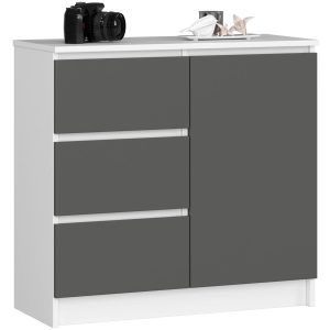 Komoda K80 Jerry 1D 3Sz Pk Biała / Grafit Szary 710330 Komoda K80 Jerry 1D 3Sz Pk Biała / Grafit Szary 710330