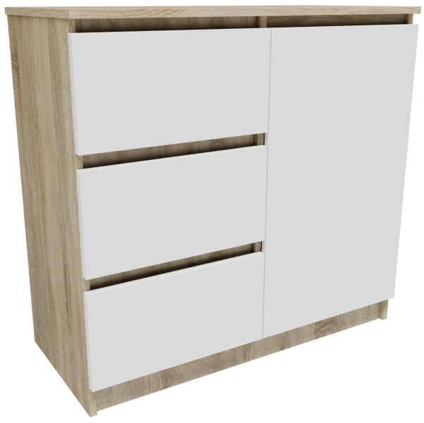 Komoda K8JER1D3S dąb sonoma-biały 80cm mała szafka regał na ubrania zabawki 771132