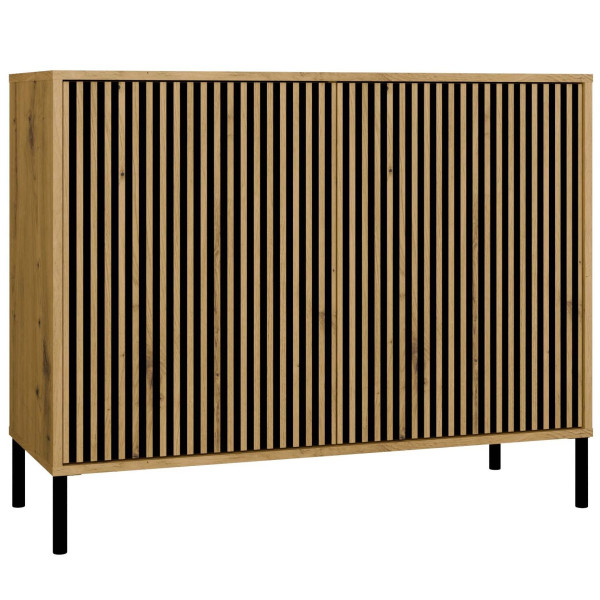 KOMODA KAMARO 2D SLIM DĄB ARTISAN LAMELE FRONT RYFLOWANY 653918