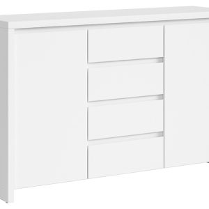 Komoda Kaspian 144 cm z 2 drzwiami i 4 szufladami biała 30653 Komoda Kaspian 144 cm z 2 drzwiami i 4 szufladami biała 30653