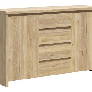 Komoda Kaspian 144 cm z 2 drzwiami i 4 szufladami dąb mauvella 1064856 Komoda Kaspian 144 cm z 2 drzwiami i 4 szufladami dąb mauvella 1064856