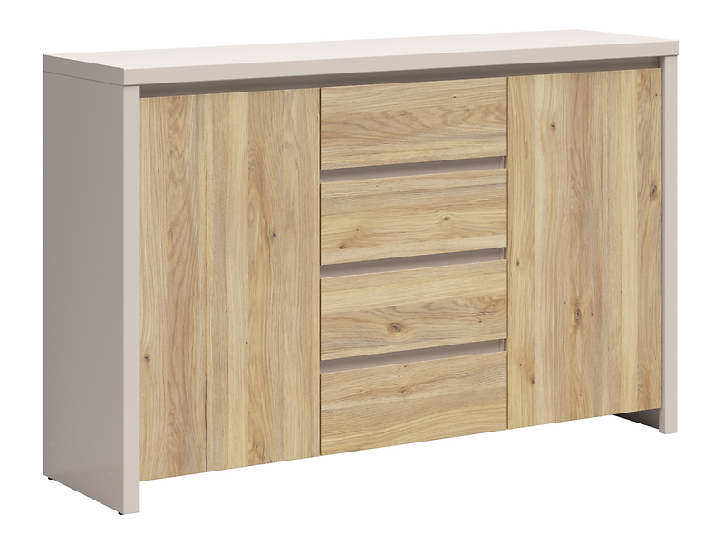 Komoda Kaspian 144 cm z 2 drzwiami i 4 szufladami kaszmir/dąb mauvella 1064858