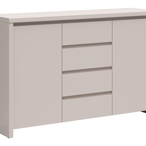 Komoda Kaspian 144 cm z 2 drzwiami i 4 szufladami kaszmir 844307 Komoda Kaspian 144 cm z 2 drzwiami i 4 szufladami kaszmir 844307