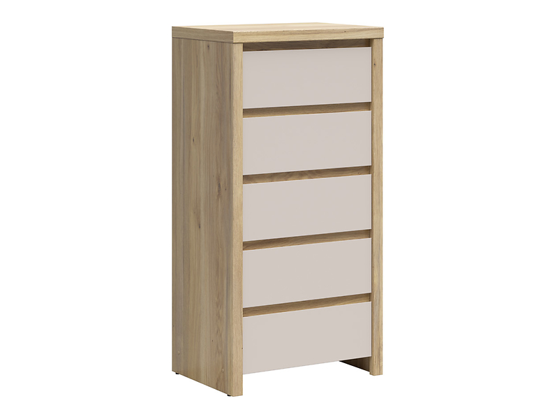 Komoda Kaspian 56 cm z 5 szufladami dąb mauvella/kaszmir 1064866