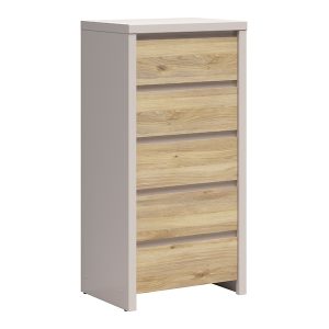 Komoda Kaspian 56 cm z 5 szufladami kaszmir/dąb mauvella 1064867 Komoda Kaspian 56 cm z 5 szufladami kaszmir/dąb mauvella 1064867