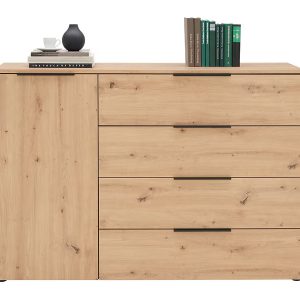 Komoda Kera 136 cm z drzwiami i 4 szufladami dąb artisan 803757 Komoda Kera 136 cm z drzwiami i 4 szufladami dąb artisan 803757