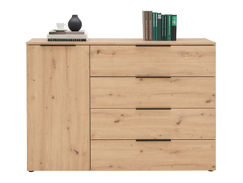 Komoda Kera 136 cm z drzwiami i 4 szufladami dąb artisan 803757