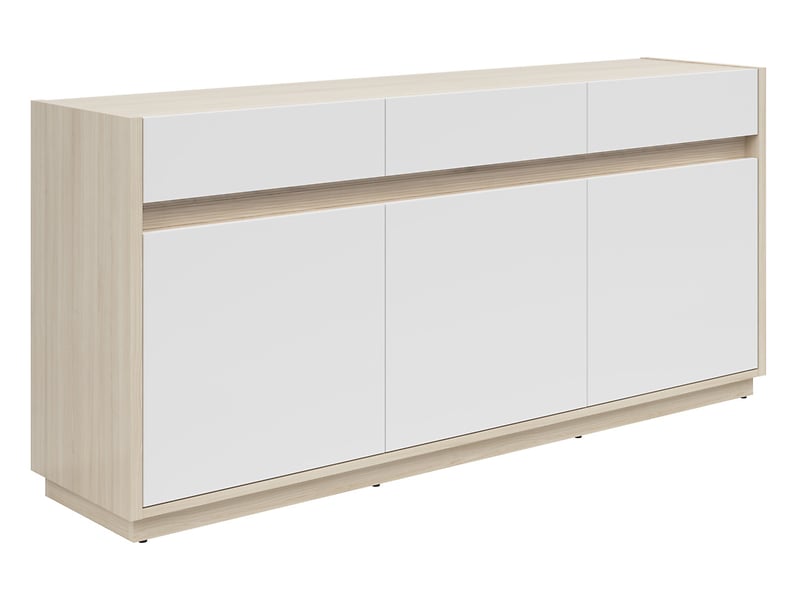 Komoda Kim z 3 drzwiami i 3 szufladami dąb riva jasny/biały 519536