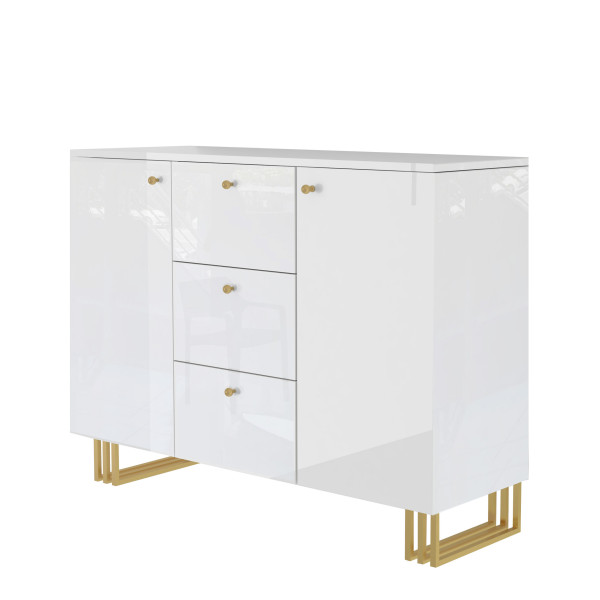 Komoda Klara 120 Biały Połysk/Z 120X45X87 Cm 940150