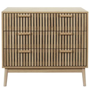 KOMODA Klaus 3 SZUFLADY naturalna Z LAMELAMI mdf i drewno 395316 KOMODA Klaus 3 SZUFLADY naturalna Z LAMELAMI mdf i drewno 395316