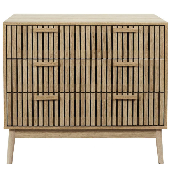 KOMODA Klaus 3 SZUFLADY naturalna Z LAMELAMI mdf i drewno 395316