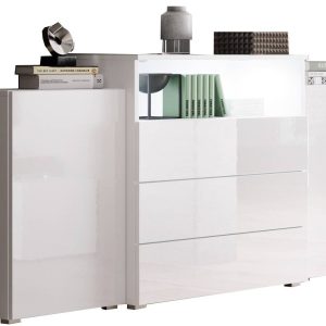 Komoda KORFU biały/biały połysk 351375