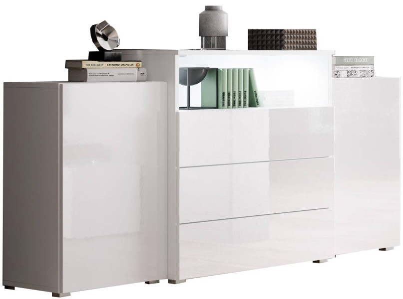 Komoda KORFU biały/biały połysk 351375