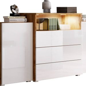 Komoda KORFU dąb wotan/biały połysk 351377