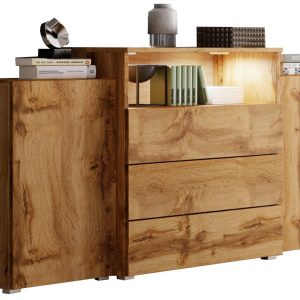 Komoda KORFU dąb wotan połysk z oświetleniem LED 351380