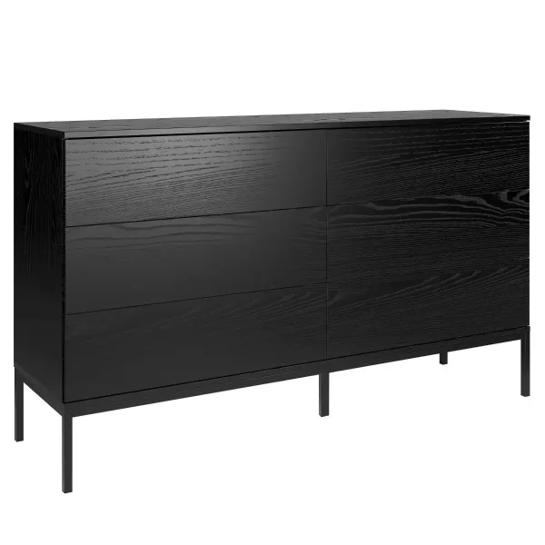 Komoda KRON 6S 150cm czarny dąb 639206