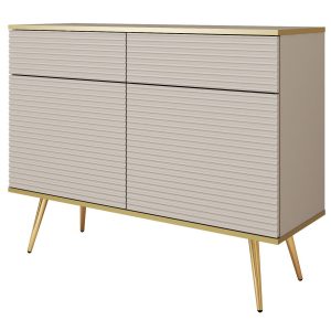 Komoda krótka 107 POLO na wysokich nóżkach z ryflowanymi frontami, beżowa 724976 Komoda krótka 107 POLO na wysokich nóżkach z ryflowanymi frontami, beżowa 724976