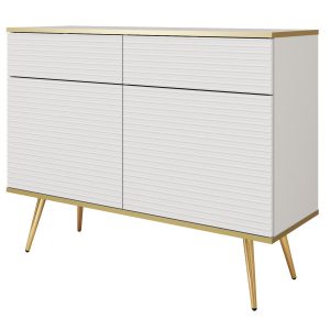 Komoda krótka 107 POLO na wysokich nóżkach z ryflowanymi frontami, biała 724973 Komoda krótka 107 POLO na wysokich nóżkach z ryflowanymi frontami, biała 724973
