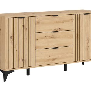 Komoda Lamea 150 cm z 2 drzwiami i 3 szufladami dąb artisan 209887 Komoda Lamea 150 cm z 2 drzwiami i 3 szufladami dąb artisan 209887
