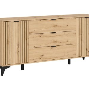 Komoda Lamea 180 cm z 2 drzwiami i 3 szufladami dąb artisan 209888 Komoda Lamea 180 cm z 2 drzwiami i 3 szufladami dąb artisan 209888