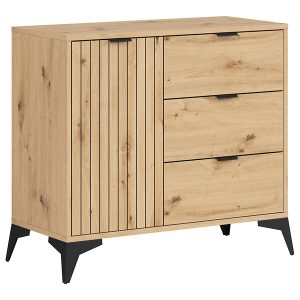 Komoda Lamea 90 cm z drzwiami i 3 szufladami dąb artisan 209886 Komoda Lamea 90 cm z drzwiami i 3 szufladami dąb artisan 209886