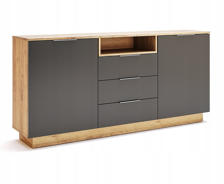 KOMODA Lana 180cm dąb/szary PŁYTA WIÓROWA LAMINOWANA 261333