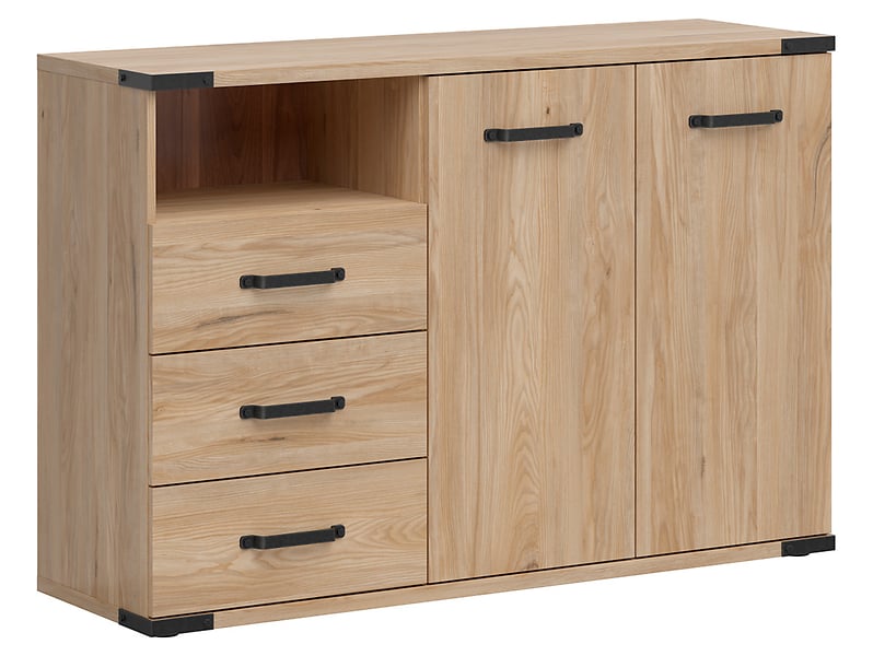 Komoda Lara 130 cm z 2 drzwiami 3 szufladami i półką jesion belarus 35738