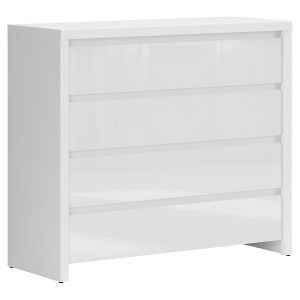 Komoda Larios 105 cm z 4 szufladami biały połysk 57670 Komoda Larios 105 cm z 4 szufladami biały połysk 57670