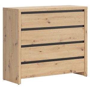 Komoda Larios 105 cm z 4 szufladami dąb artisan/czarny 57671 Komoda Larios 105 cm z 4 szufladami dąb artisan/czarny 57671