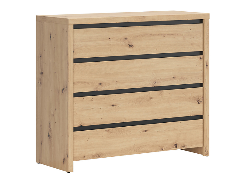 Komoda Larios 105 cm z 4 szufladami dąb artisan/czarny 57671