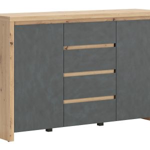 Komoda Larios 143 cm z 2 drzwiami i 4 szufladami dąb artisan/matera 57666 Komoda Larios 143 cm z 2 drzwiami i 4 szufladami dąb artisan/matera 57666