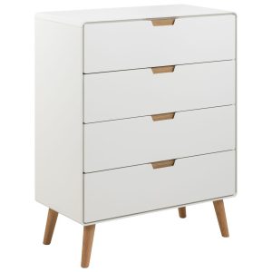 Komoda Larsen 100×80 cm, 4 szuflady, kolor biały / dąb naturalny 1021535 Komoda Larsen 100×80 cm, 4 szuflady, kolor biały / dąb naturalny 1021535