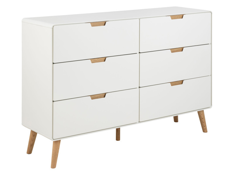 Komoda Larsen 135 cm, 6 szuflad, kolor biały / dąb naturalny 1021534