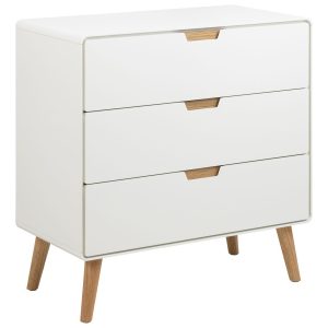 Komoda Larsen 80×80 cm, 3 szuflady, kolor biały / dąb naturalny 1021533 Komoda Larsen 80×80 cm, 3 szuflady, kolor biały / dąb naturalny 1021533