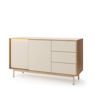 Komoda LATILO Dwudrzwiowa z Szufladami w Kolorze Kaszmir i Dąb z LED 756257 Komoda LATILO Dwudrzwiowa z Szufladami w Kolorze Kaszmir i Dąb z LED 756257