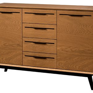 Komoda Lazure 136 cm z 2 drzwiami i 4 szufladami dąb rustical karmelowy 806244 Komoda Lazure 136 cm z 2 drzwiami i 4 szufladami dąb rustical karmelowy 806244