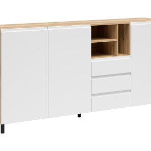 Komoda Leno 180 cm z 3 drzwiami i 3 szufladami dąb mauvella/biały 1005735 Komoda Leno 180 cm z 3 drzwiami i 3 szufladami dąb mauvella/biały 1005735
