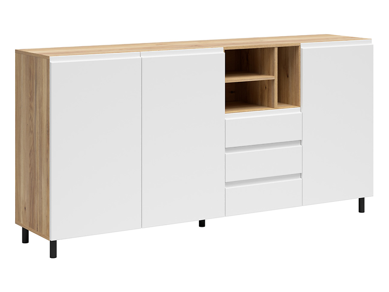 Komoda Leno 180 cm z 3 drzwiami i 3 szufladami dąb mauvella/biały 1005735