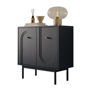 Komoda LIBERTY 2D na drewnianych nóżkach, czarny 851553 Komoda LIBERTY 2D na drewnianych nóżkach, czarny 851553