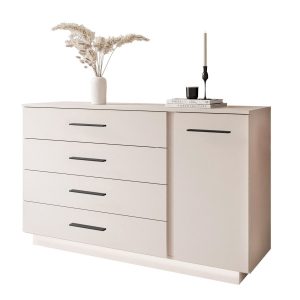 Komoda LINA KASZMIR II 1D4S z oświetleniem LED, czarne uchwyty 567215