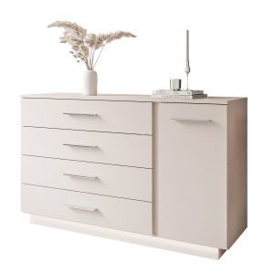 Komoda LINA KASZMIR II 1D4S z oświetleniem LED, srebrne uchwyty 567462